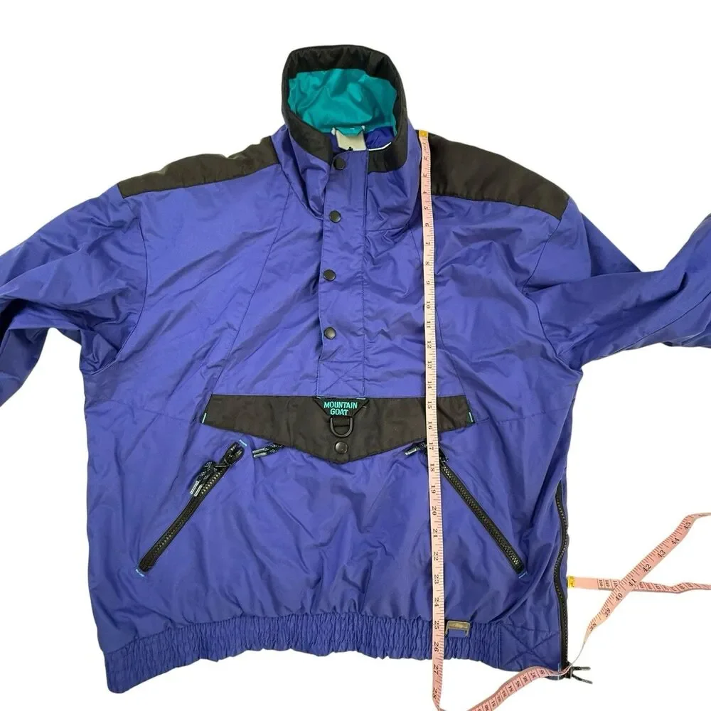 Vintage Mountain Goat Pullover Ski Jacket Men Large 90s Blue Retro Snowboard